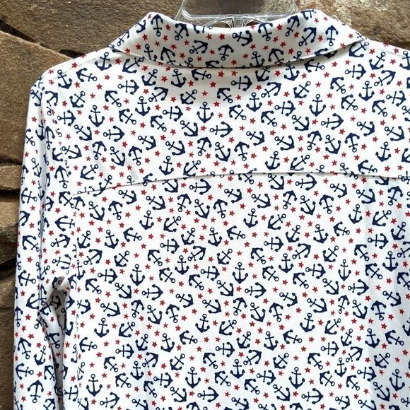 NWT LULAROE Nautical Anchors Valentina Shirt S - Picture 6 of 9